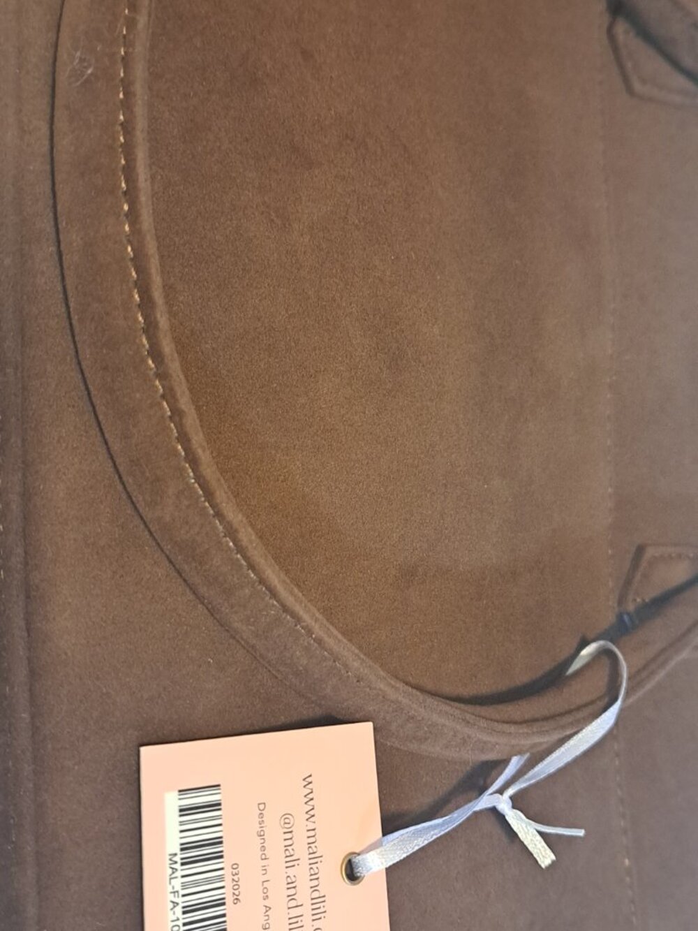 MALI + LILI LARGE FAUX SUEDE TOTE IN CHOCOLATE BROWN